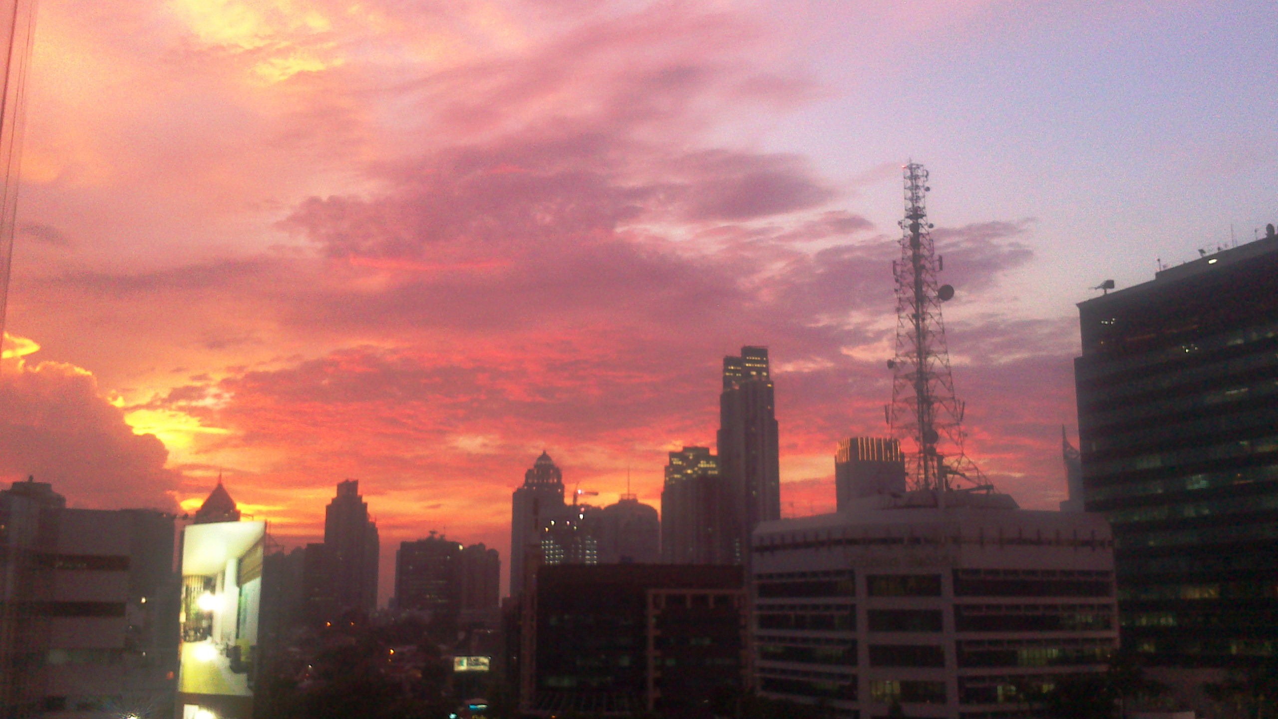 Sunset over Jakarta. 